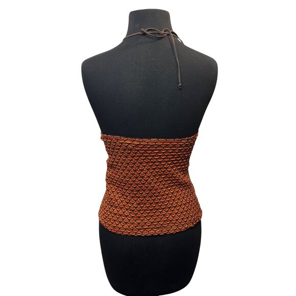 Venezia Jeans Womens Halter Top 14/16 Orange Geometric Pattern Festival - Picture 3 of 6
